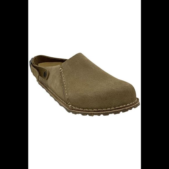 Birkenstock Men's Lutry Premium Suede Clogs Gray Taupe - Narrow - Picture 1 of 3